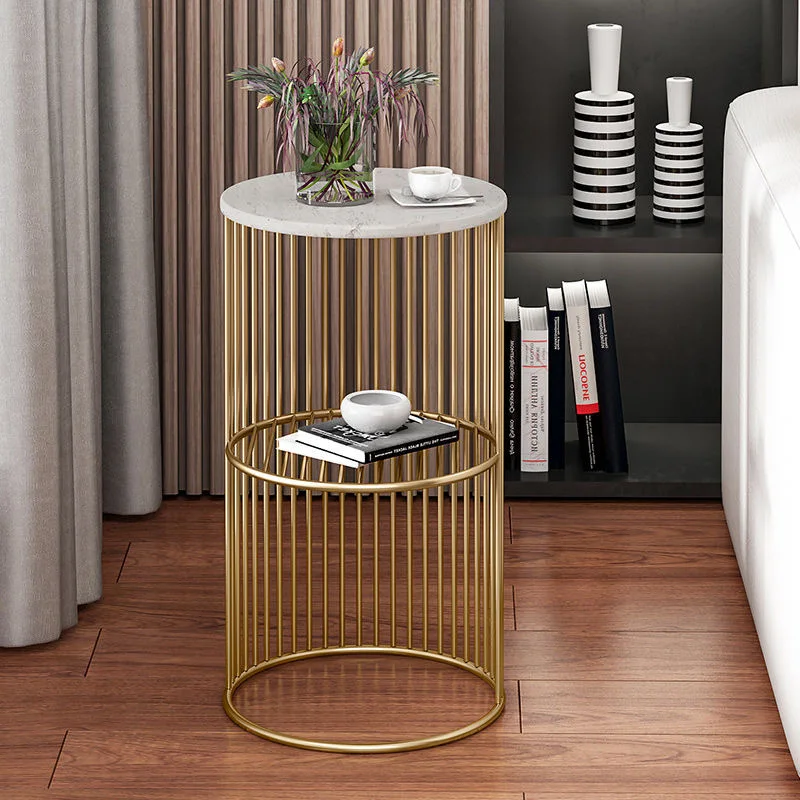 

Nordic Mini Iron Light Luxury Side Table Round Corner Round tabletop Marble Coffee Simple Multi-layers living room Furniture