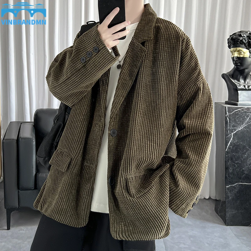 

2022 Повседневный небольшой костюм Свободная брендовая мужская Вельветовая куртка уличная Корейская Женская осенне-зимняя куртка