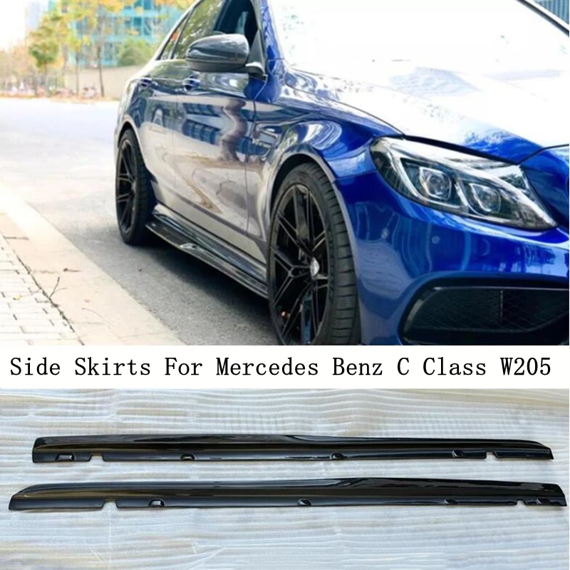 

Real Carbon Fiber Body Side Skirts Kit Lip Spoiler For Mercedes Benz C Class W205 Sedan Coupe 2015-2021 Skirt Refits Spoilers