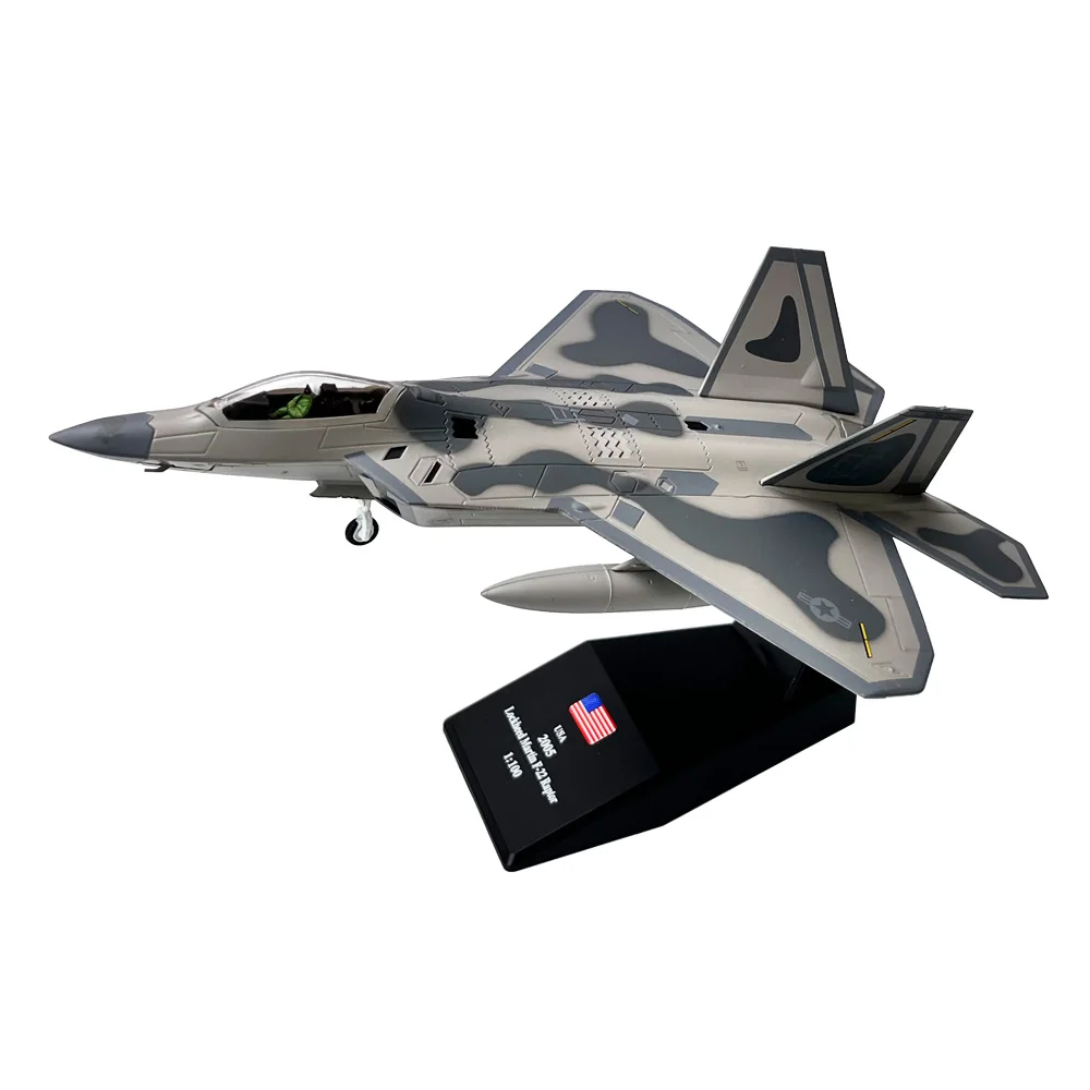 

1:100 1/100 Scale US Lockheed Martin F-22 F22 Raptor Fighter Plane Diecast Metal Airplane Aircraft Model Boy Birthday Gift Toy