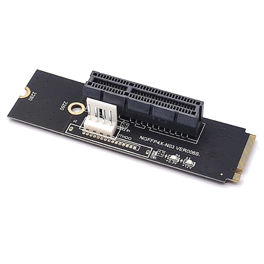Фото Карта-адаптер AA80 NGFF M.2 на PCI-E 4X X1 (M2 NVME на PCIe X4) с LED-индикатором напряжения для GPU и майнинга BTC №1