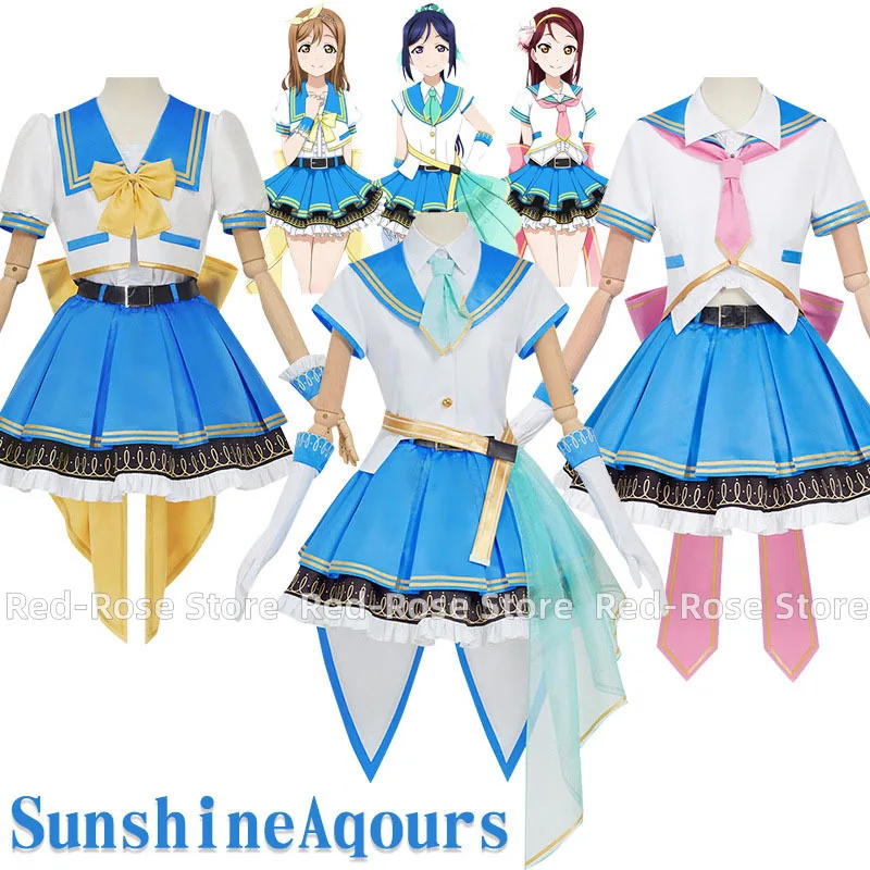 

LoveLive!Sunshine!! Takami Chika Cosplay Sakurauchi Riko Costume Matsuura Kanan Kurosawa Dia Aqours Sailor Uniform Skirt