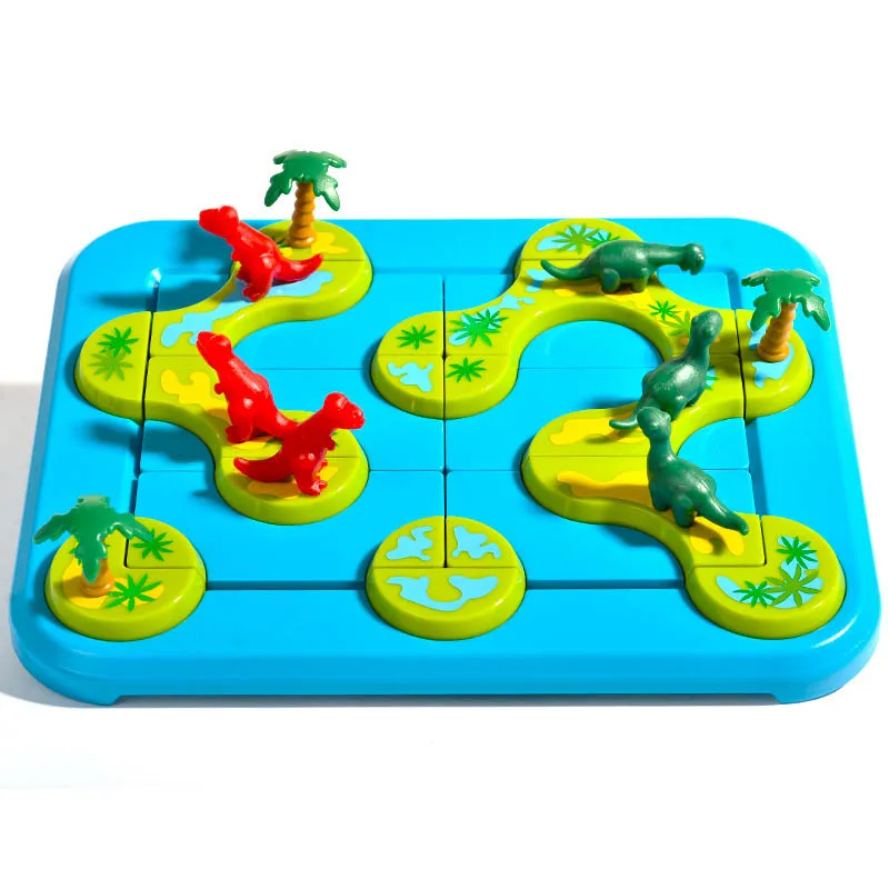 High Quality Cartoon Jigsaw Puzzle Dinosaur On Mystic Islands Board Game Plastic Fun Puzzle Toy Train Cognitive Skills For Kids