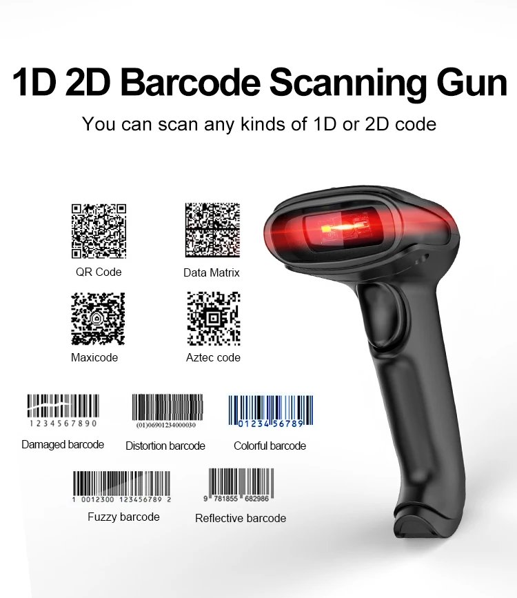 Фото Беспроводной USB-сканер штрих-кодов 2.4G с CMOS-датчиком, считыватель 1D/2D QR-кодов для систем Windows, Android, Linux, iOS (в наличии) №5