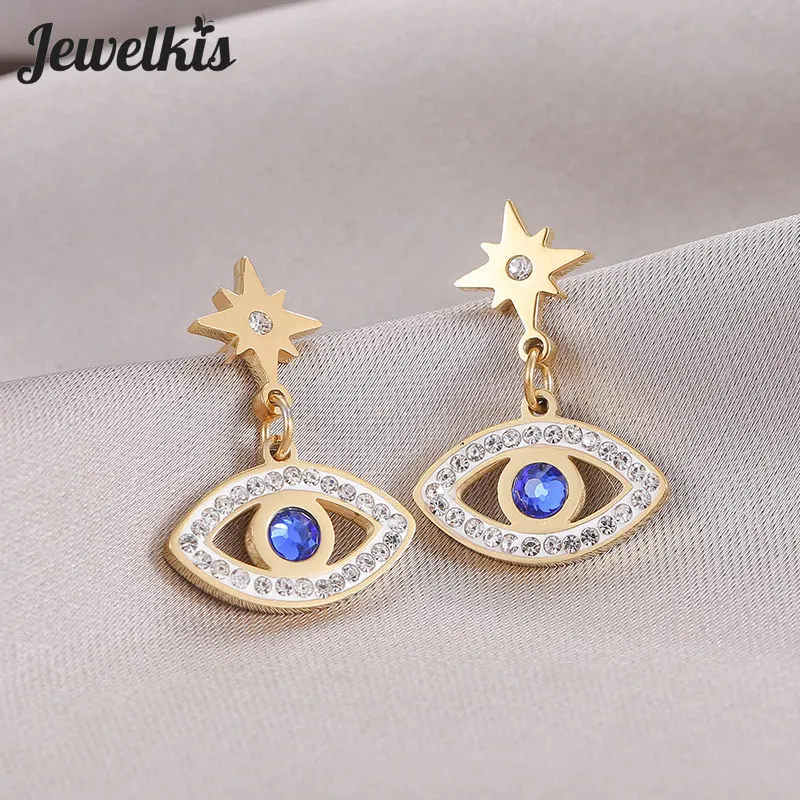 

2022 New Gold Drop Earrings Women Evil Eye Fashion Jewelry AAA Zircon Eye Earrings Korean Fashion Jewelry Party Gifts