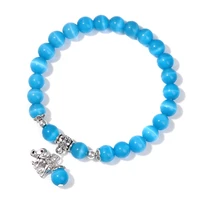 blue cat eye stone bracelet elephant pendant rhodonite opal gypsum natural stone beads bracelets for women men fashion jewelry