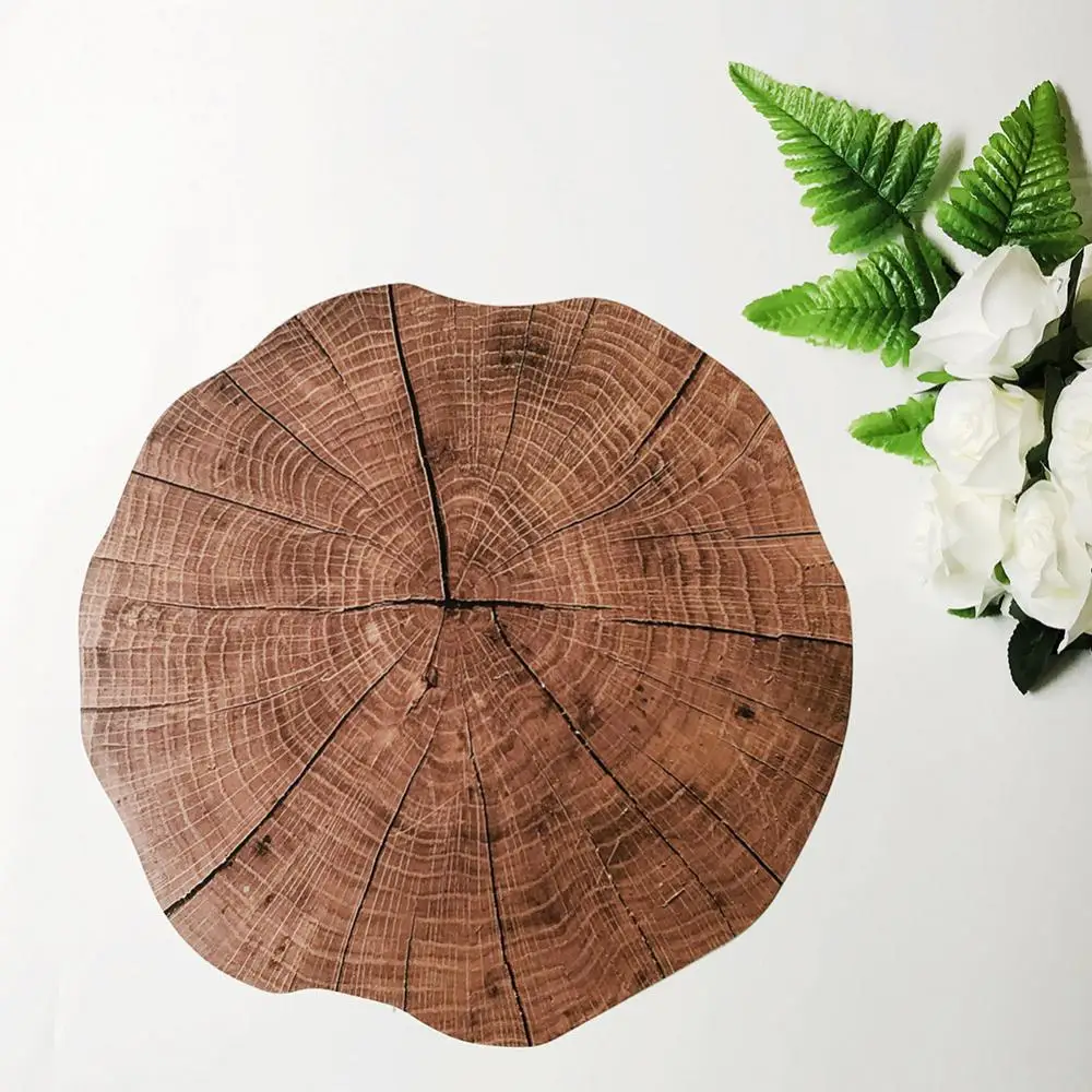 

Coaster Wood Table Mat Pad Placemat Grain Plastic Cup Plate Bowl Anti-skid Decor