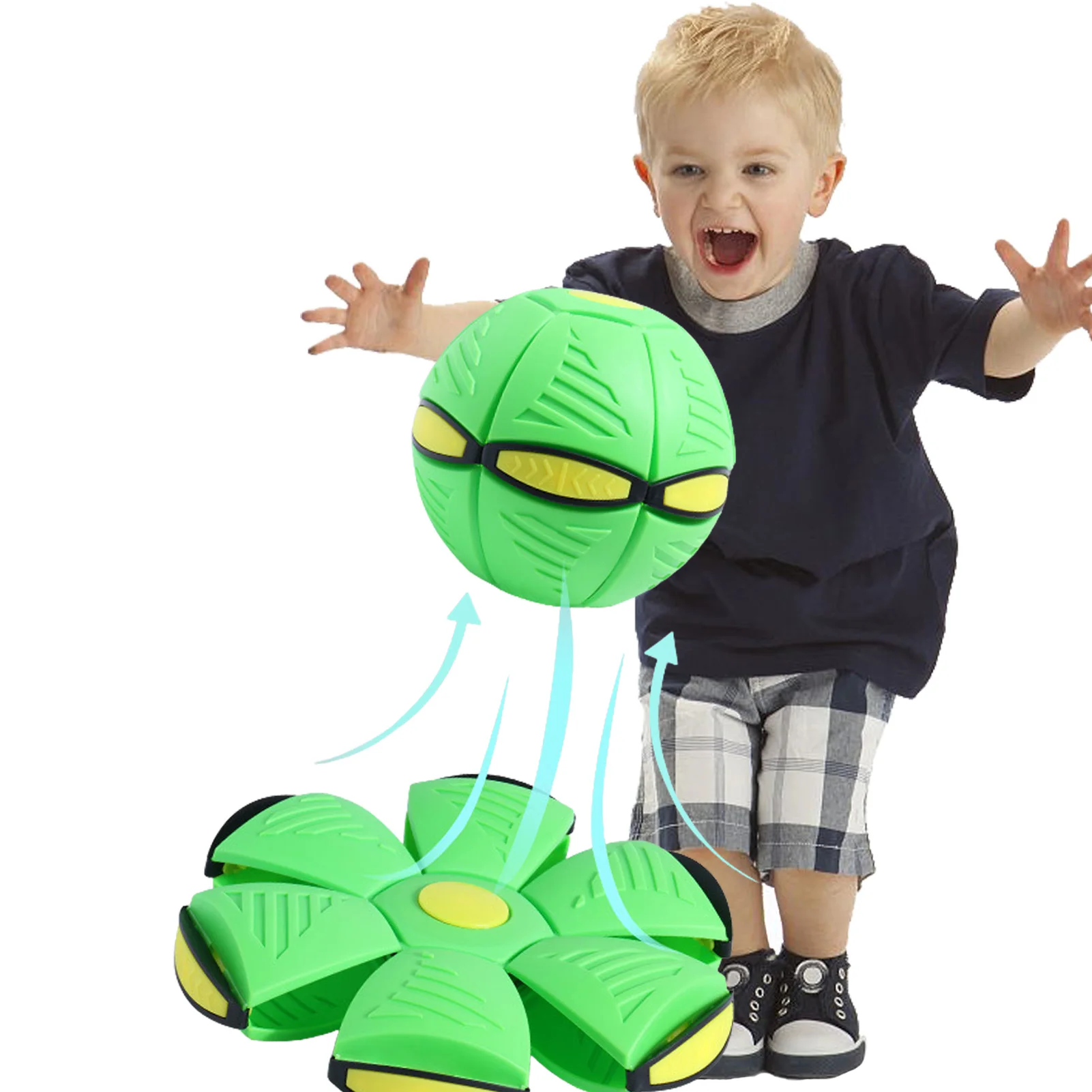 

Kids Flat Throw Disc Ball Saucer Deforming Ball With LED Light Outdoor Garden Flying Ball Toy Fun Sports Toys Gift For Boys