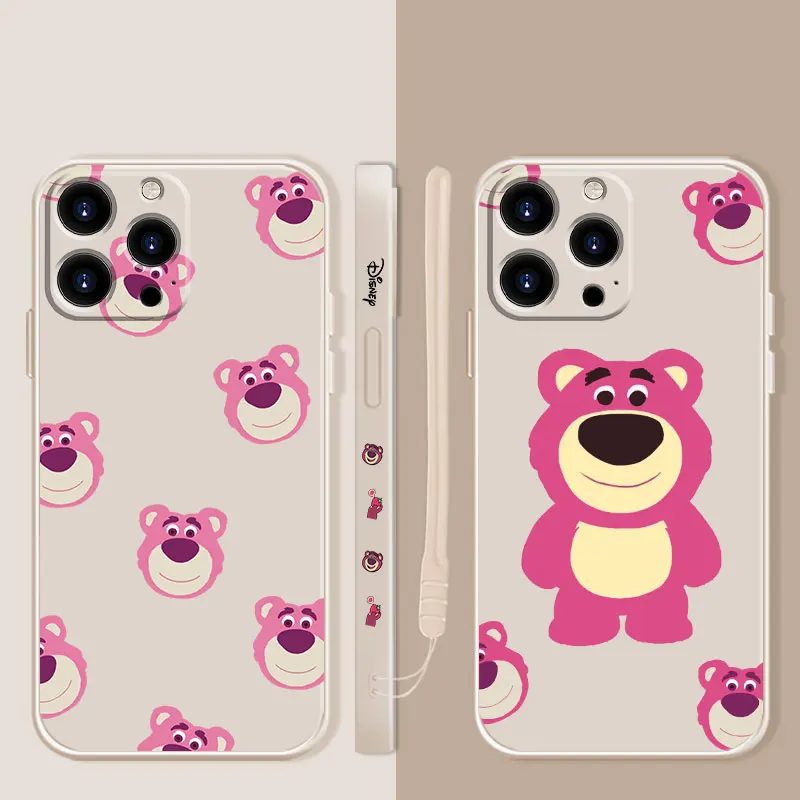 

Liquid Phone Case For Apple iPhone 14 13 12 11 Pro Max 13 12 Mini XS XR X 7 8 6 6S Plus Shell Disney Bear Lotso Many Head