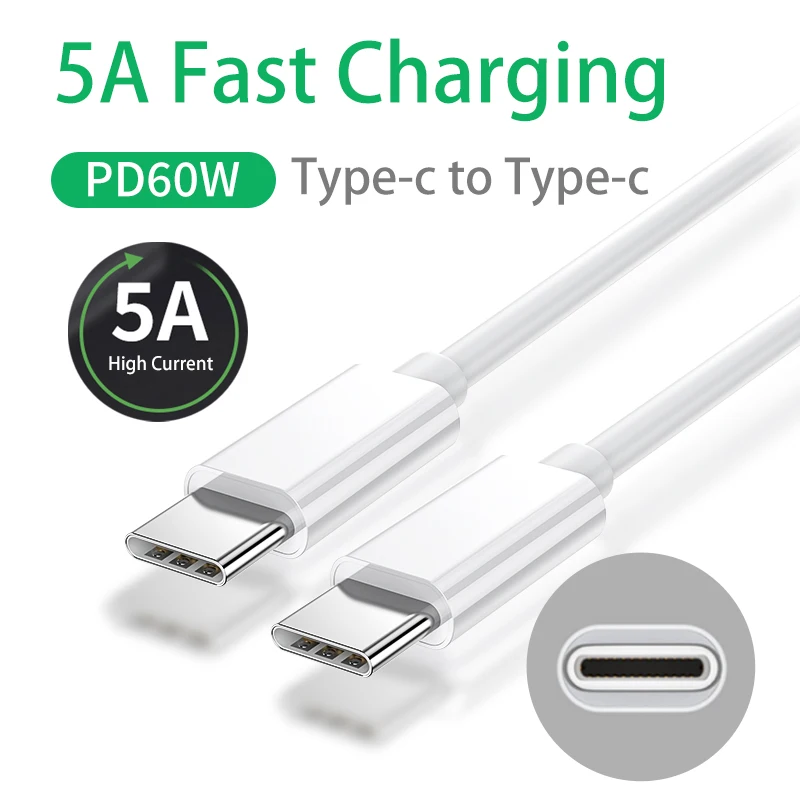

60W PD Fast Charging Cord Type-C To Type C Cable For iPad Pro Samsung MacBook Pro Xiaomi Redmi POCO Huawei Usb C Cable
