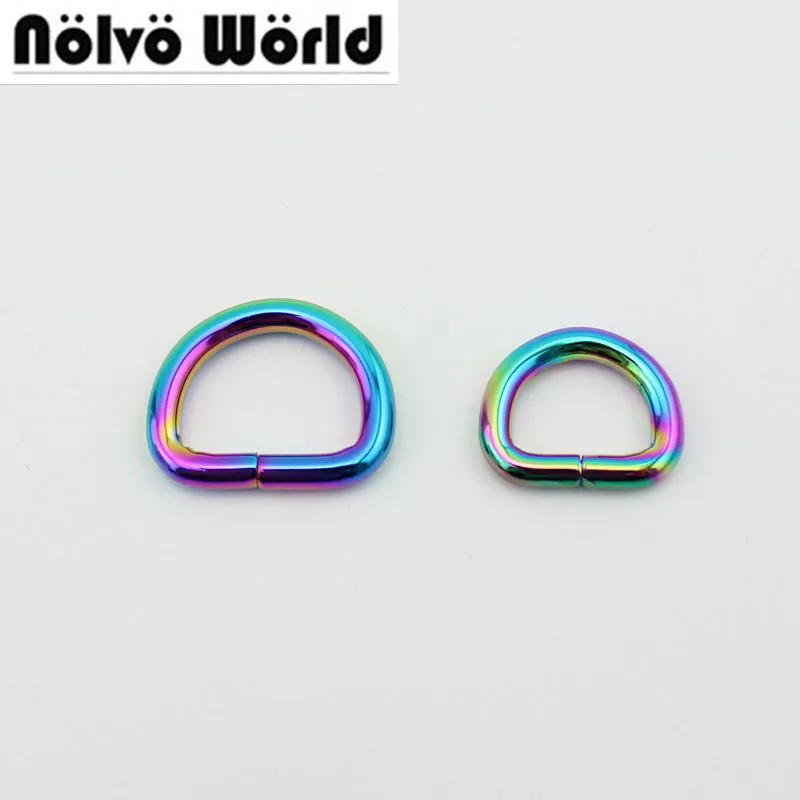 

10-50pcs 25mm 20mm Opened D ring Rainbow round edge alloy metal round edge d-ring non welded