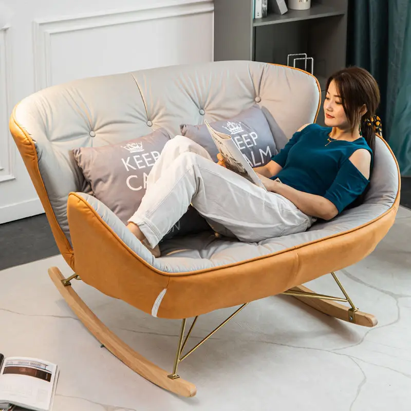 

Double Light Luxury Rocking Chair Recliner Adult Lazy Sofa Single Nordic Home Living Room Lounge Chair Balcony Rocking Chair