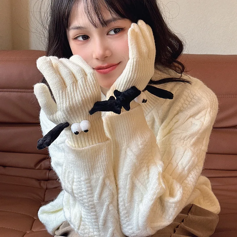 Парные хлопковые перчатки магнитные присоски ручные черные белые унисекс