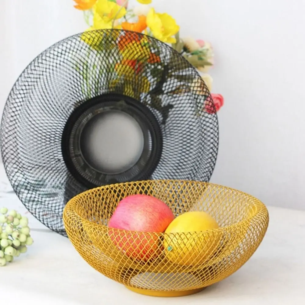 

Hollow Fruit Vegetable Baskets Kitchen Organizers Living Room Creative Iron Art Snacks Bowl Shape Storage Plate