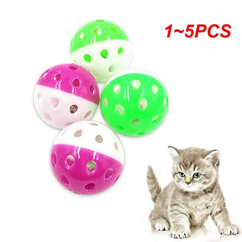 

1~5PCS Random Color Funny Plastic Cat Ball Toy Hollow Training Cat Interactive Toy Cat Bell Toy For Kitten Pet Toys Supplies
