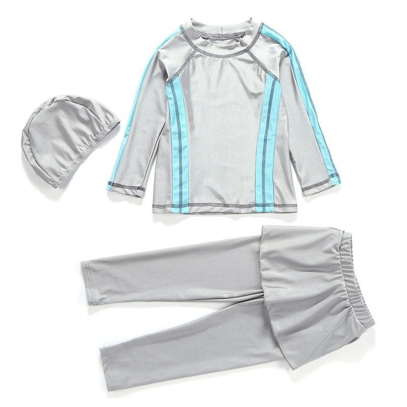 Girls Modest Beach Swimwear Patchwork Beachwear Bikini Swimsuit Bathing Suit Set