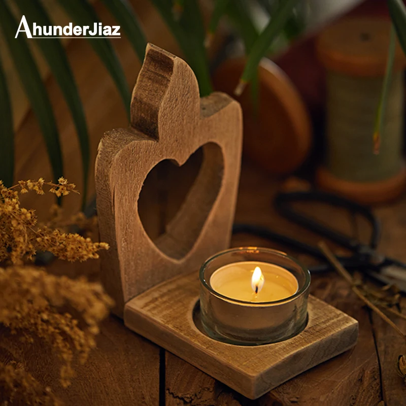 

2022 Muslim Retro Solid Wood Candlestick Nordic Nostalgic Ornaments Photography Props Crafts Ramadan Party Home Decoration