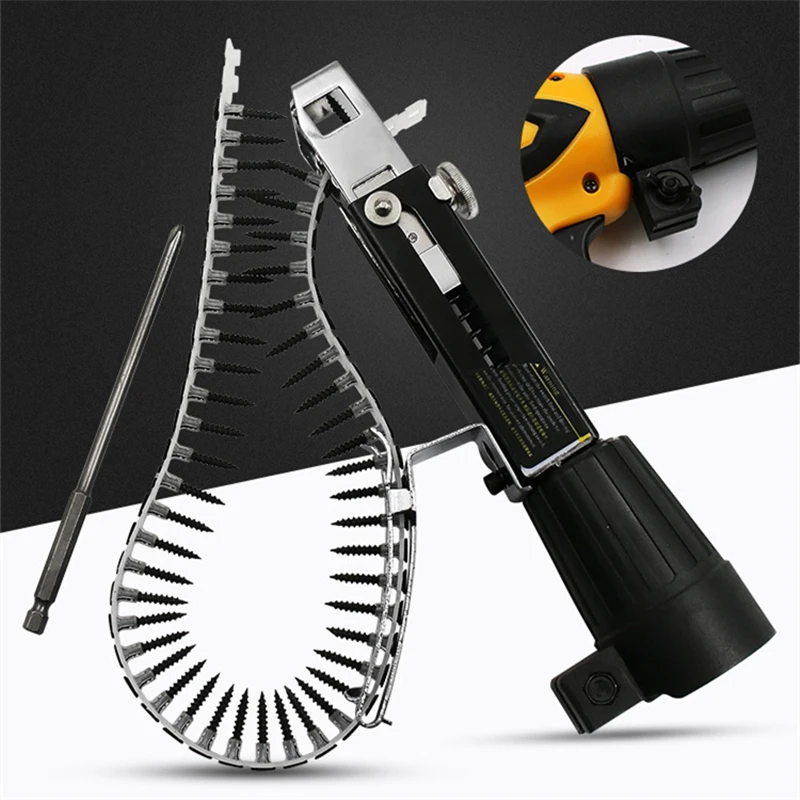 

Electric Drill Adapter Automatic Screw Chain Nail Gun Adapter Nozzle Woodworking Tool Screwdriver Cordless Power Attachment Set