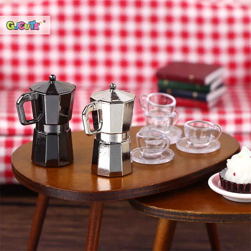 1 Набор 1:12 миниатюрный кукольный домик кофейник металлический чайник Мока горшок