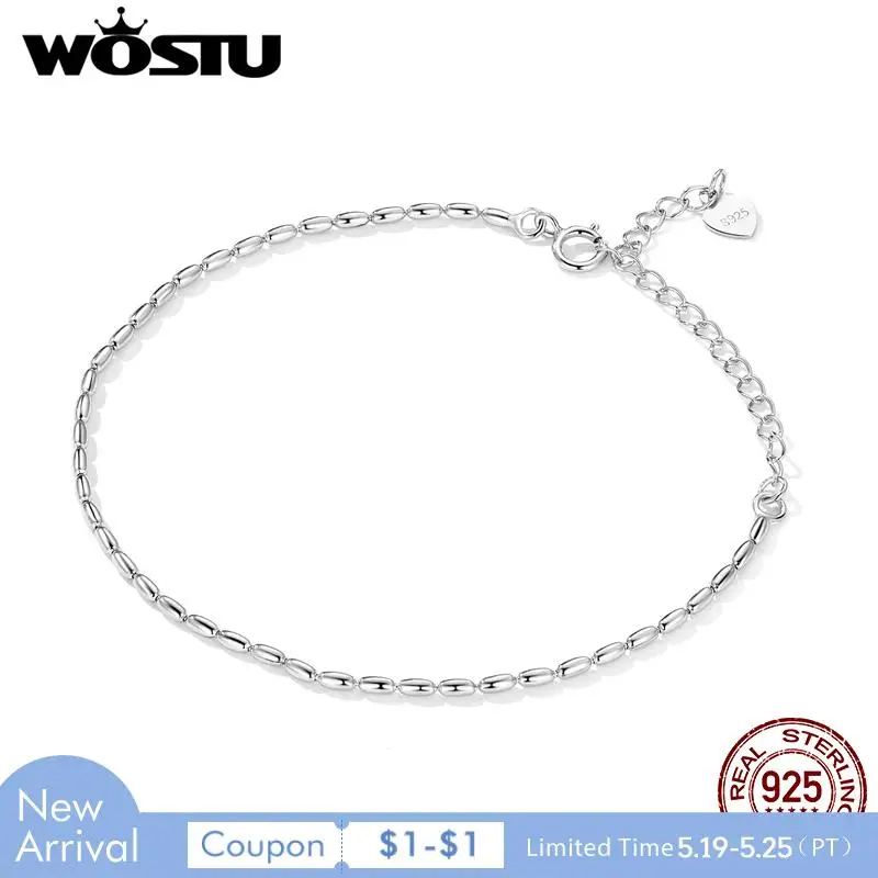 Женские классические браслеты-цепочки WOSTU из стерлингового серебра 925 пробы с