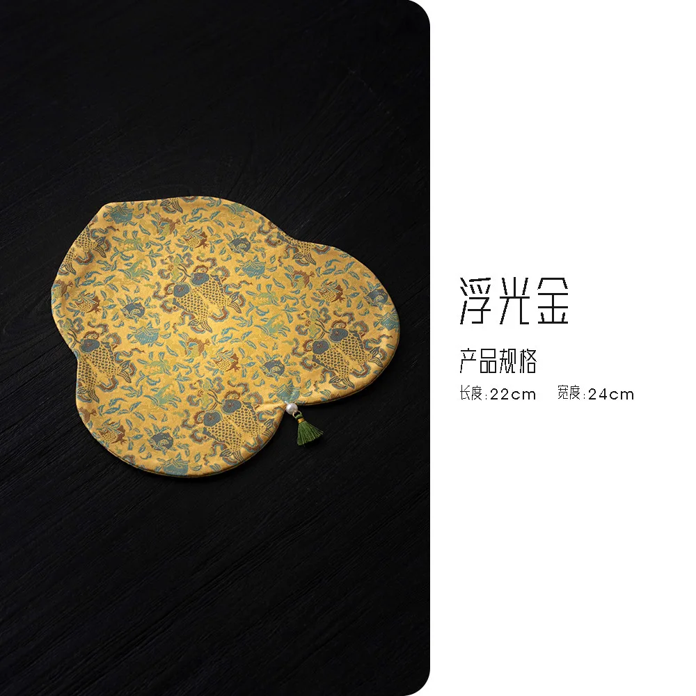 Светло-золото, серебро, абрикосовое плетение, парча, вышивка, коврики для чайного стола, ретро подставка для напитков, коврик для обеденного стола, коллекция чайных наборов