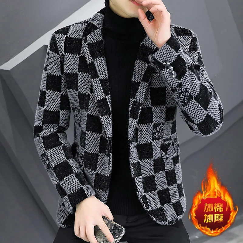 

Four Seasons boutique fashion and handsome winter suit men plus cotton and thick gold sable suit South Korea slim trend coat cat