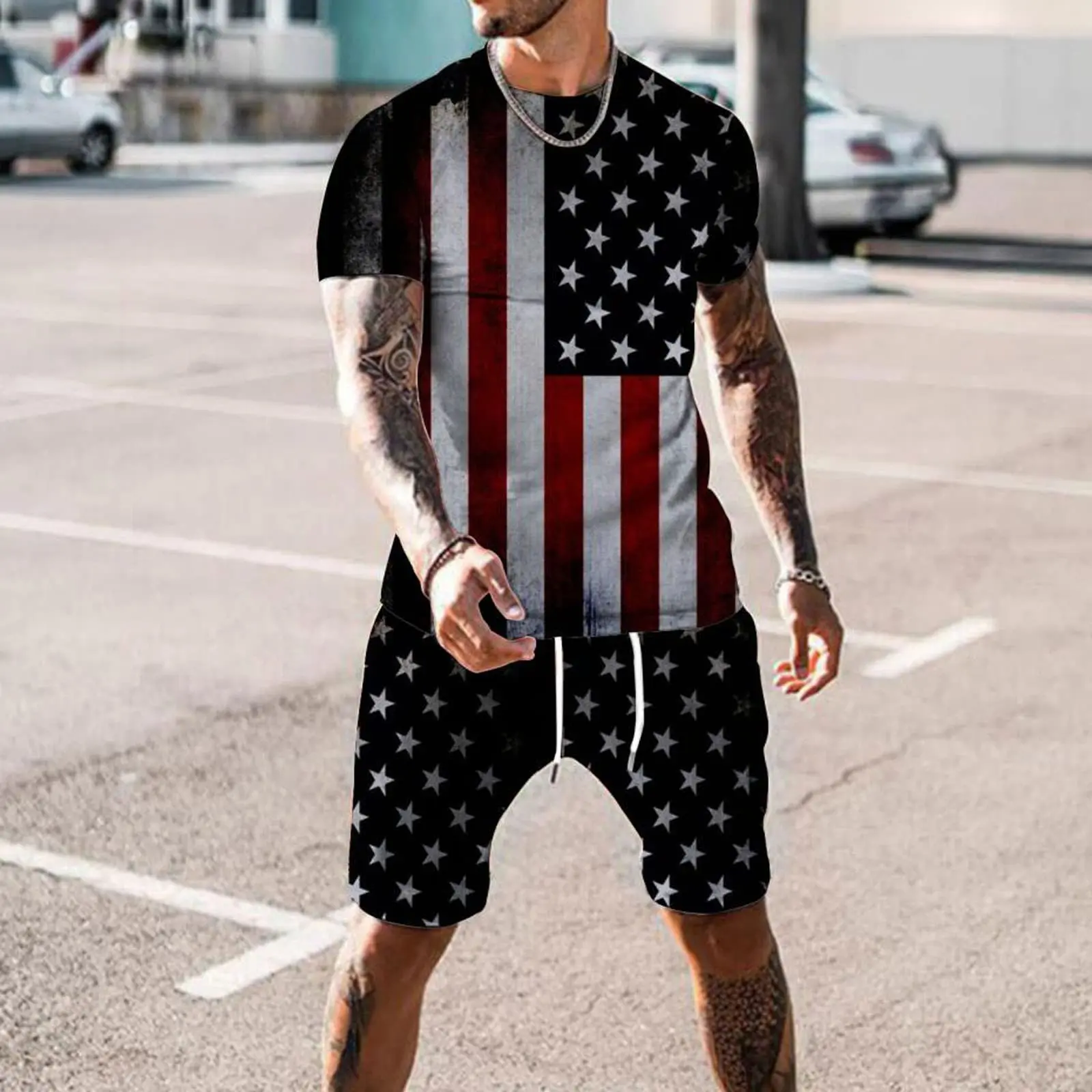 

Футболка с круглым вырезом и шорты, унисекс