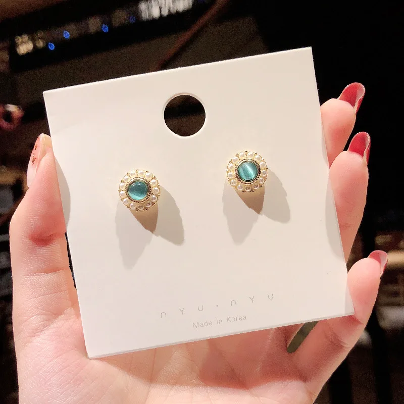 

S925 Silvers 2022 New Rhinestone Pearl Stud Earrings Metal Korean Crystal Earrings Exquisite Jewellery for Women Fashion