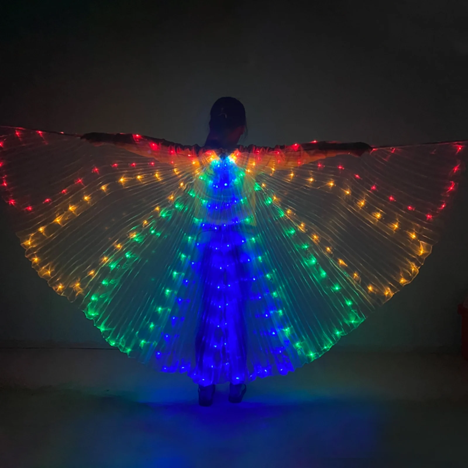 

Belly Dance LED Wings Light Up Wings Costume LED Dance Wings Rainbow Colors Stage Props Without Stick Bag