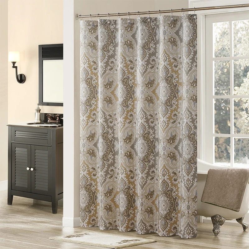 Водонепроницаемая занавеска для душа с крючками из полиэстера ванной комнаты