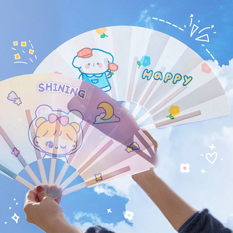 

Fashion Summer Cute Cartoon Small Folding Hand Fan Children Student Folding Fan Portable Female Mini Plastic Folding Fan