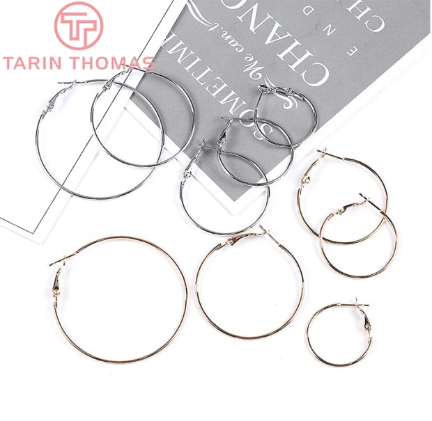 Серьги-кольца с покрытием 24-каратным золотом, 25/30/35/40/50 мм, 20 шт.