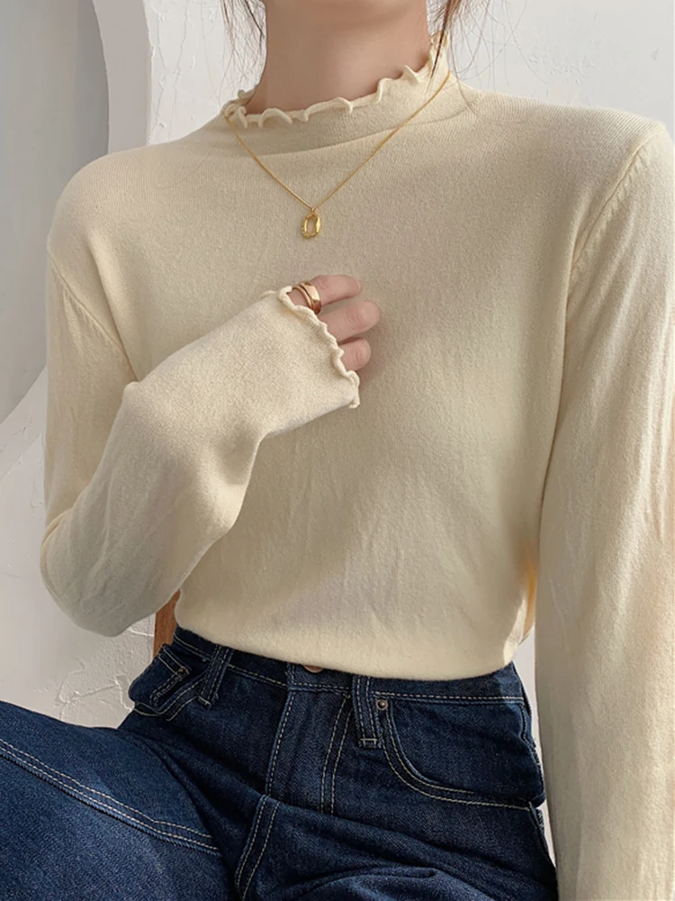 Новинка 2024 женский свитер AOSSVIAO Осенний пуловер с длинным рукавом базовый топ