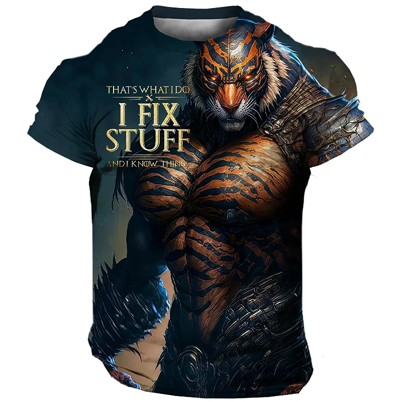 

Fierce Lion Tiger Graphic T Shirt for Men Tops Tee Shirts Harajuku Fashion 3D Animal Printed T-shirt Women Clothing Short Sleeve