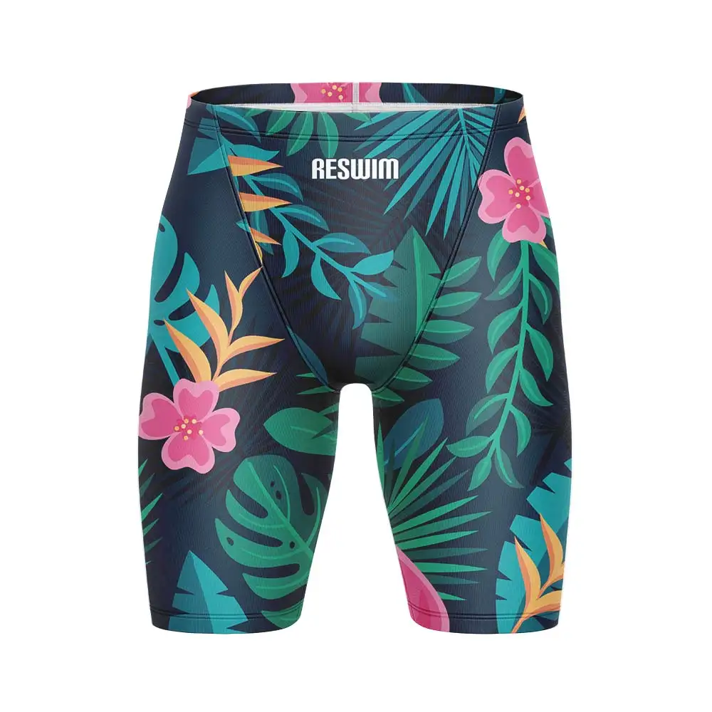 Summer Men's Swim Jammer Athletic Practice Knee-Length Swimsuit Short Swimming Trunks Beach Tights Shorts Surfing Diving Pants
