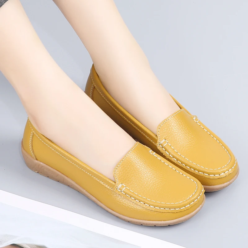 New Moccasins Women Flats 2023 Summer Woman Luxury Loafers Genuine Leather Female Shoes Slip-on Women's Casual Shoes Big Size