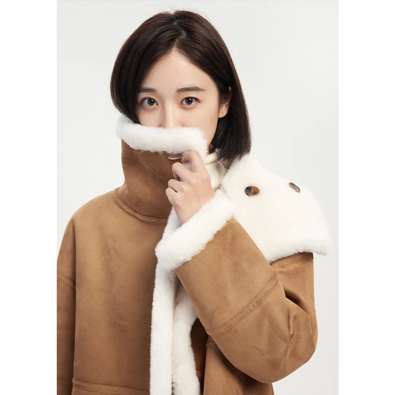 SHUCHAN Wear Both Sides Coat Women Warm Casacos De Inverno Feminino 2022  High Street  Winter  Single Breasted