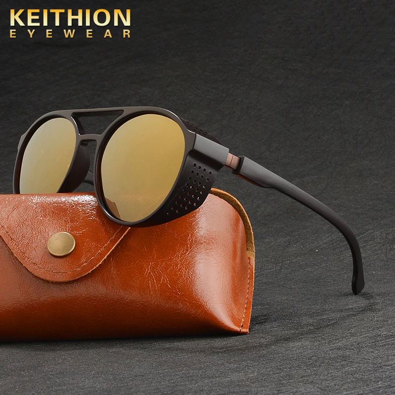 Солнцезащитные очки KEITHION для мужчин и женщин UV-400, Модные Винтажные поляризационные круглые очки в стиле стимпанк, в стиле хиппи