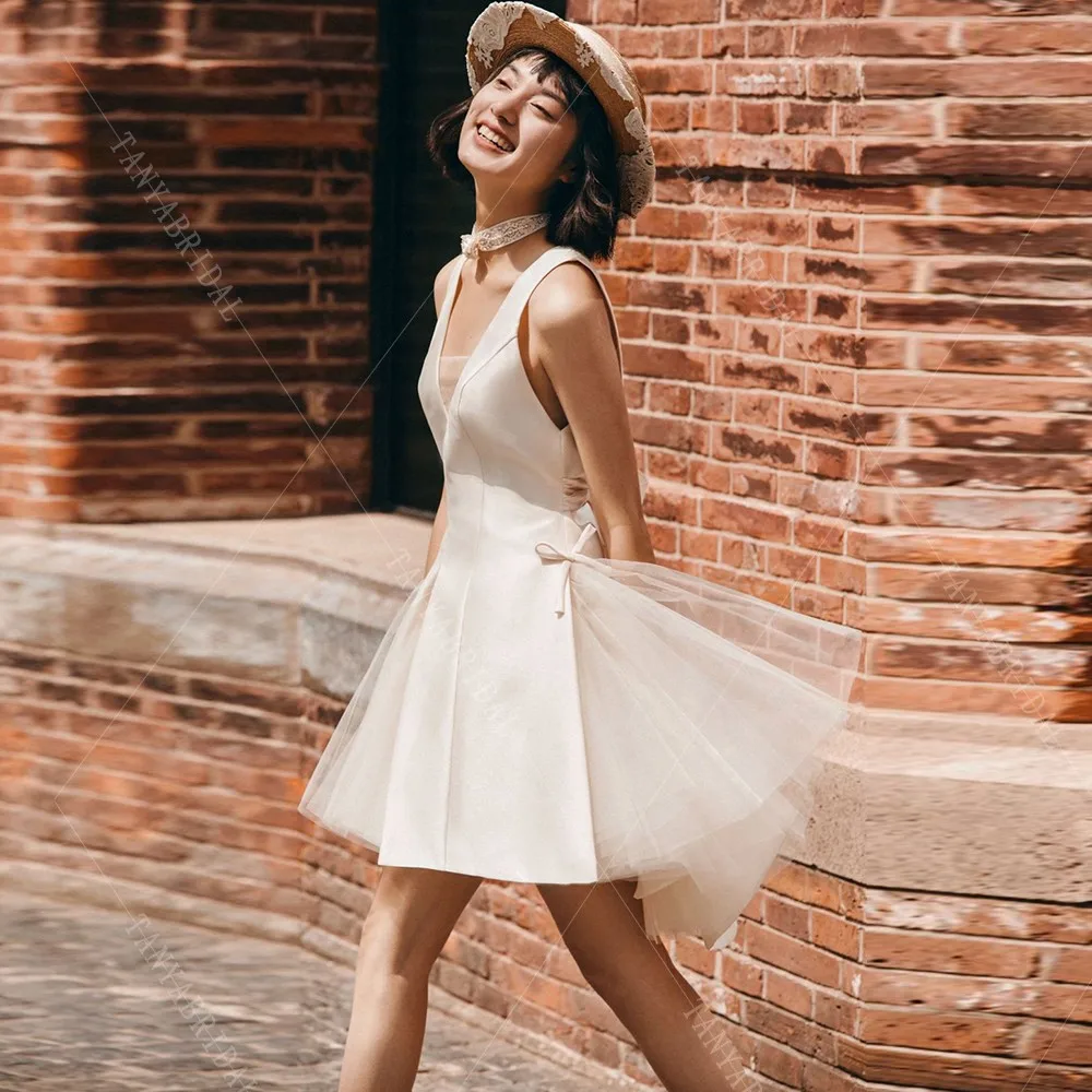 Женское свадебное платье с V-образным вырезом без рукавов