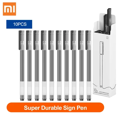 Гелевая ручка Xiaomi Mijia, сверхпрочная черная ручка для письма, набор из 10 шт., гладкая швейцарская сменная ручка Mikuni для письма, Офисная ручка для подписи 0,5 мм