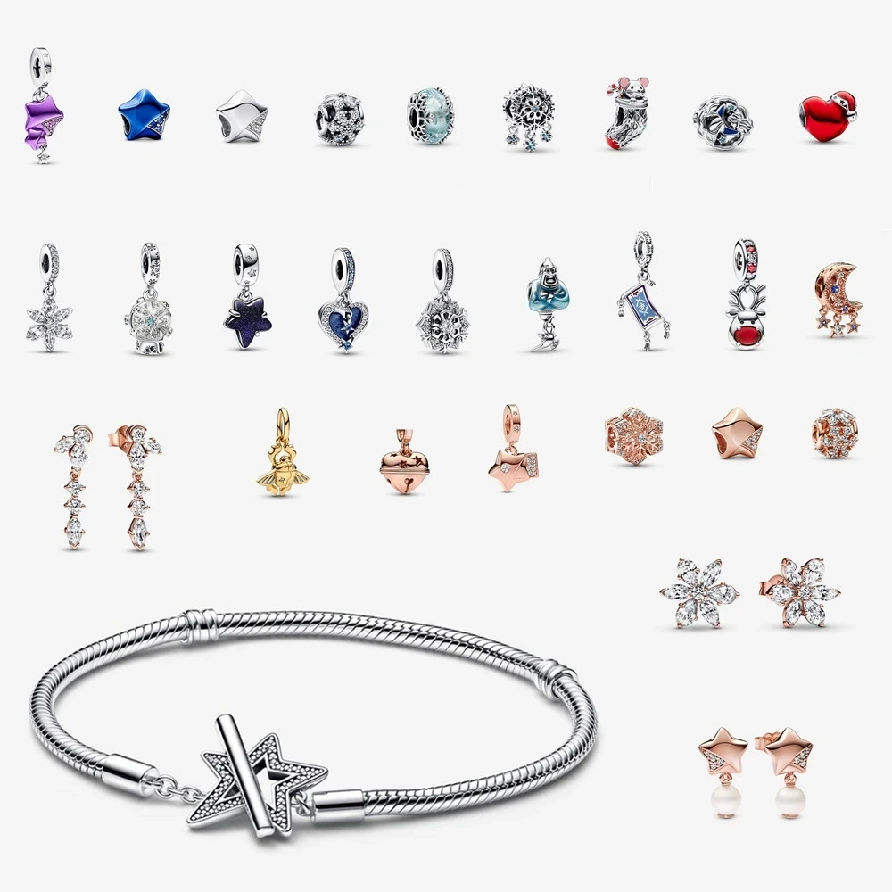 

Лидер продаж 2023, ювелирные изделия для женщин, оригинальные женские браслеты, бусины, DIY очаровательные бусины 100% 925 пробы, серебряные бусины...