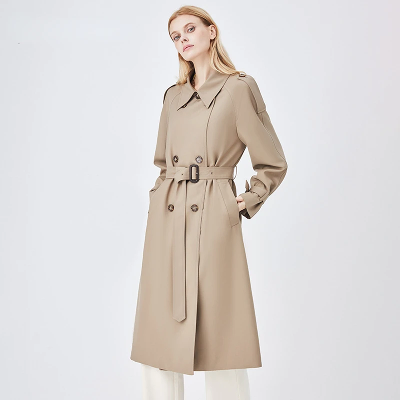 

Женский плащ средней и длинной длины, двубортный, старший темперамент, повседневный свободный, корейский, элегантный, осенний, новая мода, 20