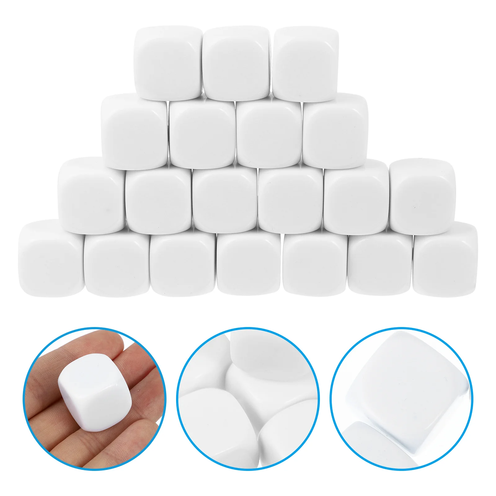

20pcs Blank Dices Math Learning Dices Blank White Dice Rounded Corner Dices for DIY Board Games Dices
