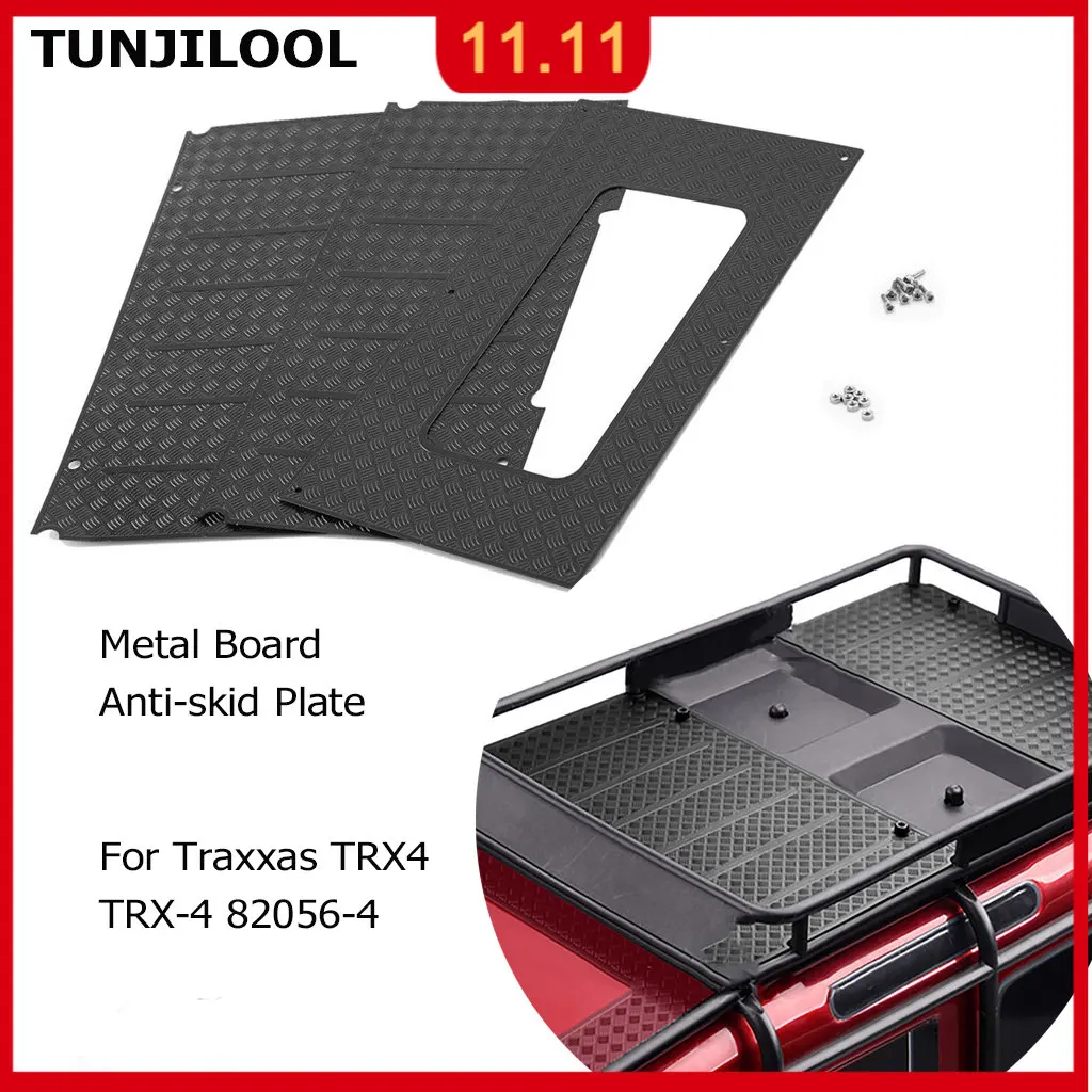 

3Pcs Roof Rack Decoration Metal Board Anti-skid Plate For 1:10 RC Crawler Traxxas TRX4 TRX-4 82056-4 RC Car Upgrade Part