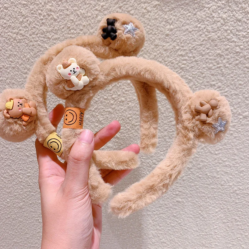 

Sweet Plush Little Bear Hairbands for Women Girls Cute Brown Soft Cartoon Bear Headband Headdress Hair Hoop Hair Accessories