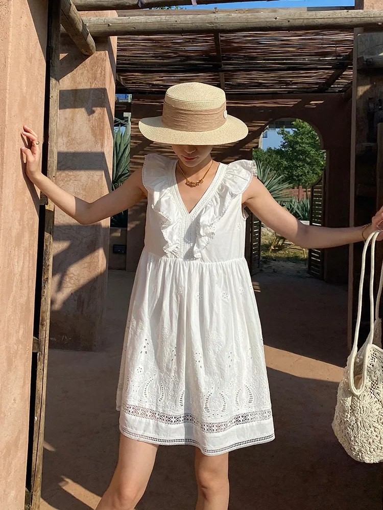 Элегантное французское Летнее мини-платье GypsyLady с V-образным вырезом и цветочной