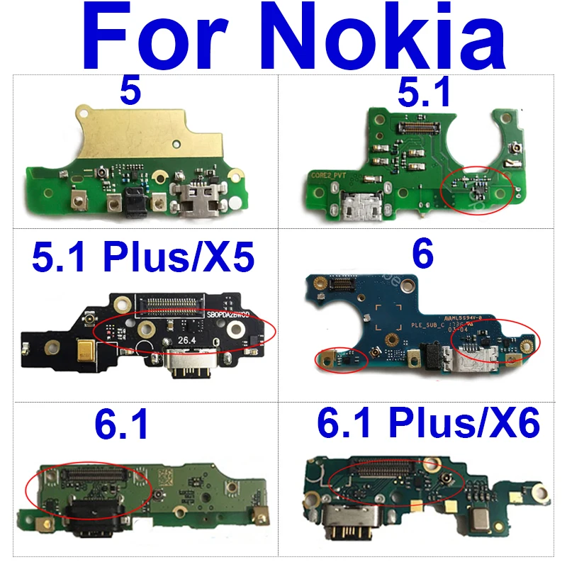 

Микрофон Usb зарядное устройство плата для Nokia 5 5,1 X5 6 2017 6,1 5,1 Plus 6,1 Plus X6 зарядный разъем Подключение док-станции Запасная часть