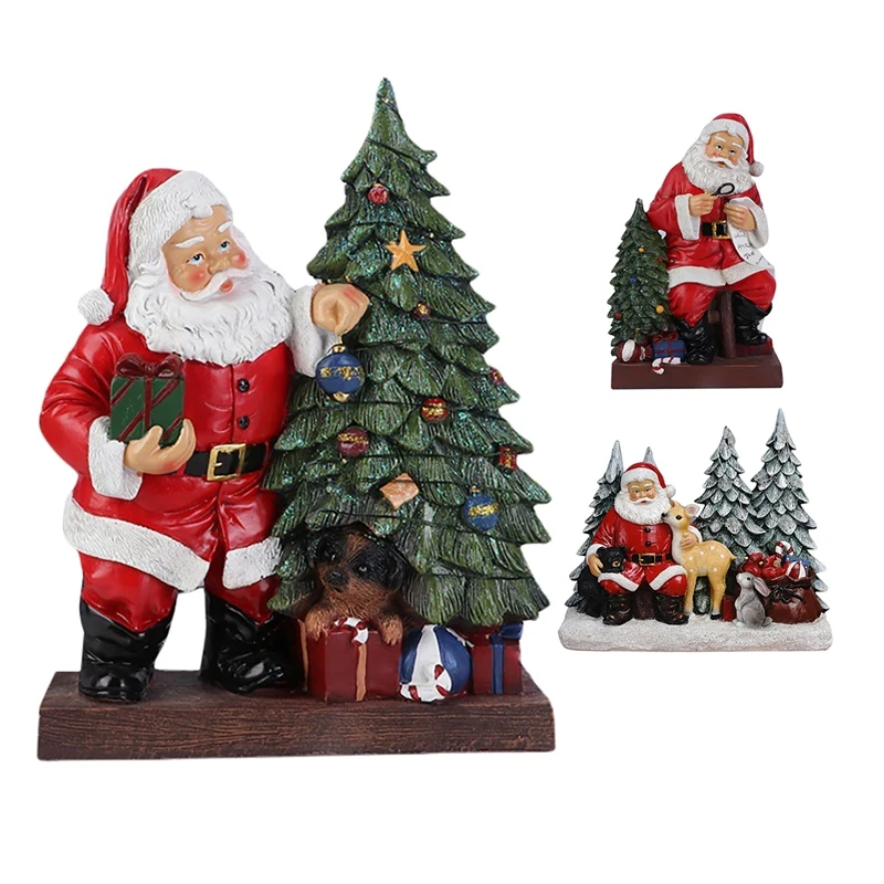 

1Pcs Santa Claus Sculpture Christmas Doll Resin Ornament Figurine Holiday New Year Hristmas Table Decoration