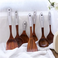solid wood cooking tool set eco friendly teak spatula rice scoop environmental protection tableware household kitchen supplies