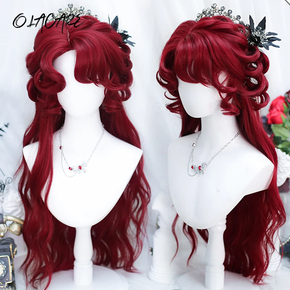 OLACARE Синтетический длинный волнистый вьющийся парик Лолиты с челкой для девочек